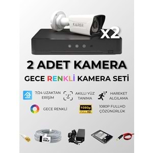 2Lİ KAMERA SET - 5MP SONY LENS, 1080P ÇÖZÜNÜRLÜK GECE RENKLİ GÖRÜŞ, YÜZ TANIMA, HAREKET ALGILAMA