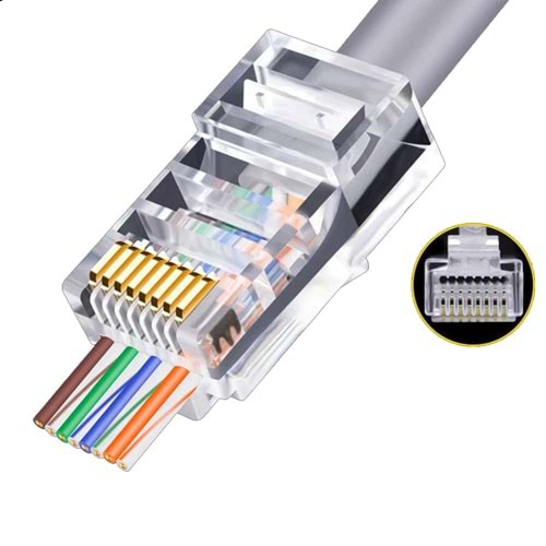 RJ45 CAT6 AÇIK UÇLU KONNEKTÖR (DELİKLİ)